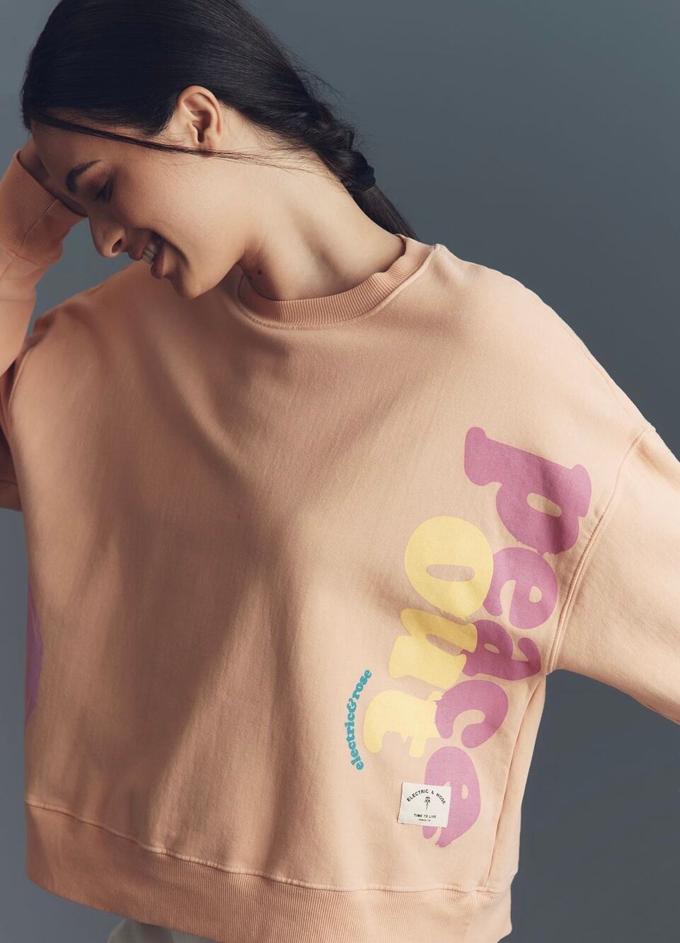 NWT Anthropololgie Electric & Rose Peace Graphic Crew-Neck Sweathirt | Size S